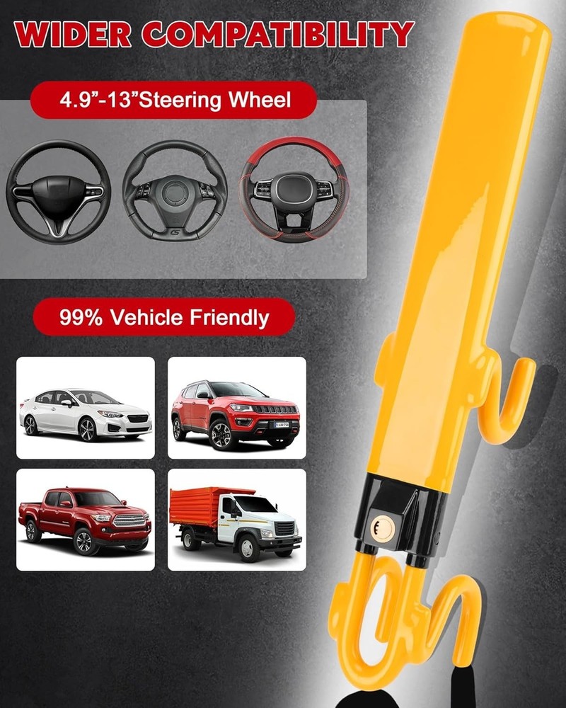 Steering Wheel Lock - Heavy Duty Antitheft Device and Car Security Lock with ...