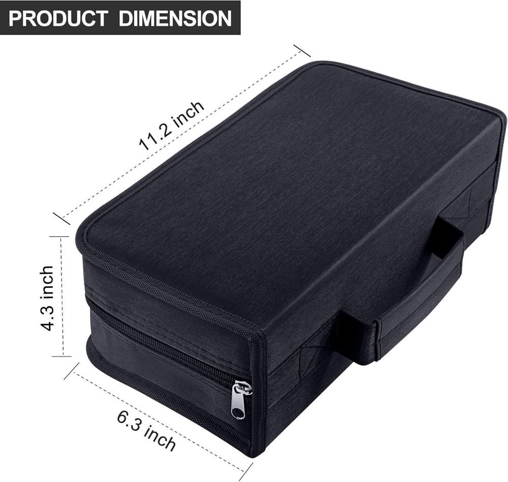 CD DVD Storage Case Wallet Organizer 128 Capacity Portable Black Binder