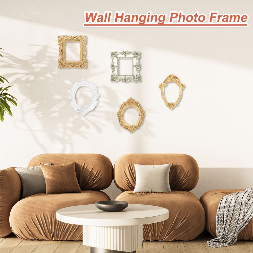 5pack 2.9"x2.1" Mini Picture Frames Oval Rectangle Display Photo Holder Gold