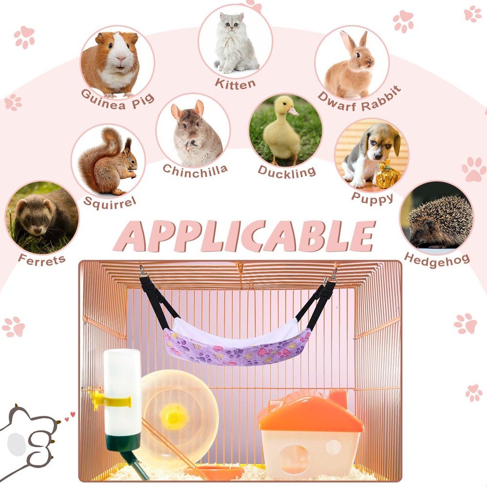 Geelin 4 Pcs Cat Hammock for Cage - Soft Pet Hammock Bed, Adjustable Straps