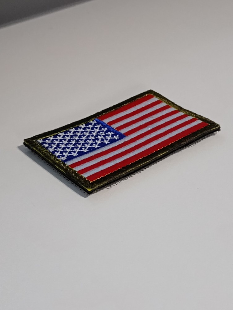Embroidered Nylon USA Flag Patch 3" x 2" Hook & Loop Backing