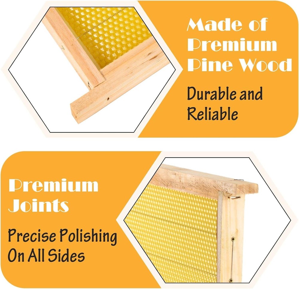 Deep Brood Bee Hive Frames and Wax Foundations,20 Pack Honey Bee Frames