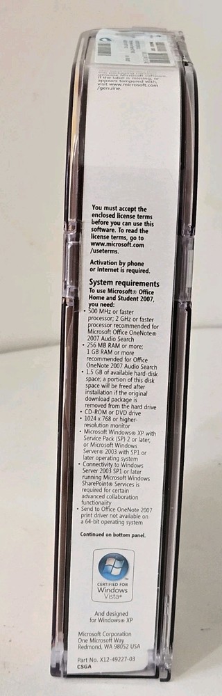 Microsoft MS Office Home and Student 2007 Word Excel PowerPoint OneNote