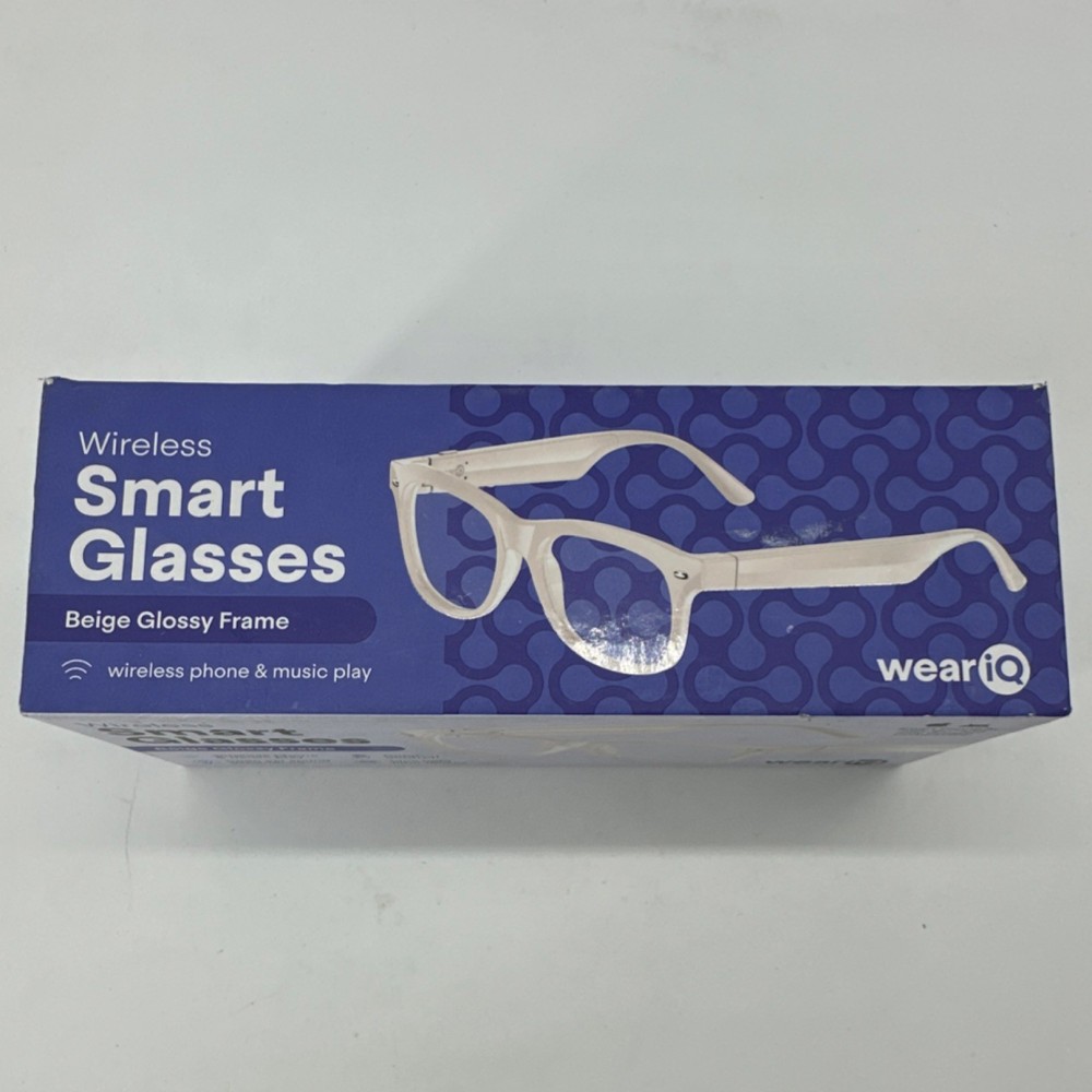 weariQ Wireless Smart Glasses Beige Glossy Frame Bluetooth USB-C