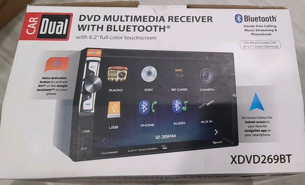 Dual XDVD269BT CD Player Bluetooth USB AUX Input 6.2" Touch Screen LCD NEW