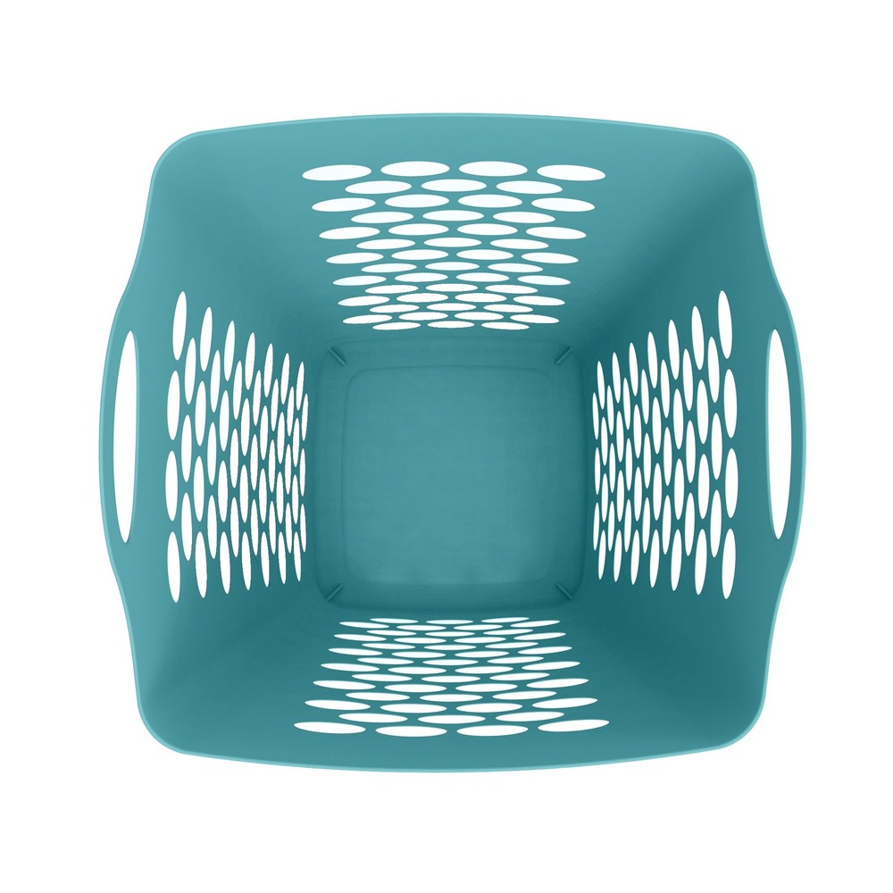 2 Bushel Flexible Square Laundry Hamper Durable Construction Laundry Box Teal