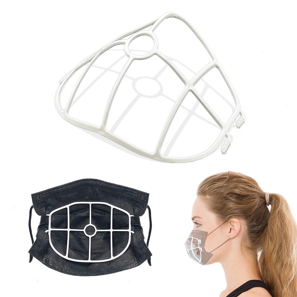 3D Face Mask Bracket, upgrade hook design, inner support frame, Large, White