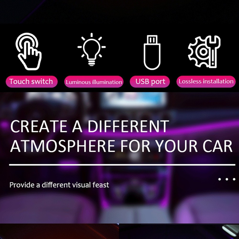 1PCS Blue Touch Control Car USB LED Light Atmosphere Night Light Dimmable New