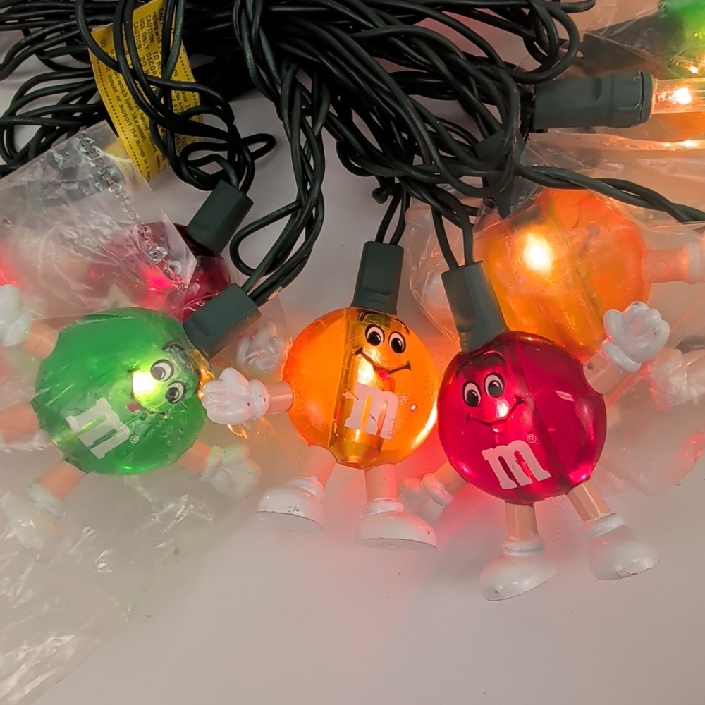 VTG M&M's STRING LIGHTS "Happy" 20 Light Set - 19 Foot String WORKING