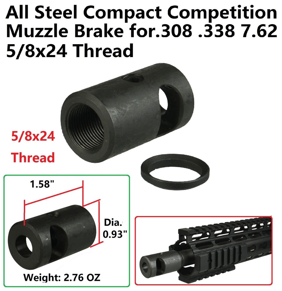 All Steel Compact Muzzle Brake Compensator Both Knurled and Smooth Finish