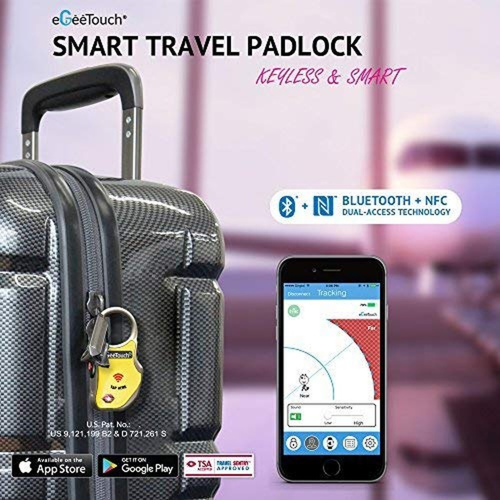 eGeeTouch Smart Travel Padlock with Patented Dual Access Technologies (NFC + ...