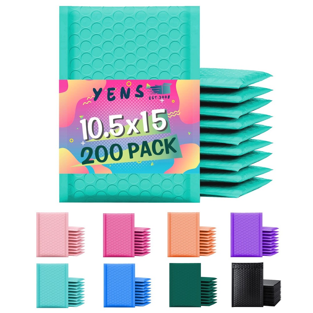 Yens® 200 #5 Poly Bubble Padded Envelopes Mailers 10.5 X 15-Teal