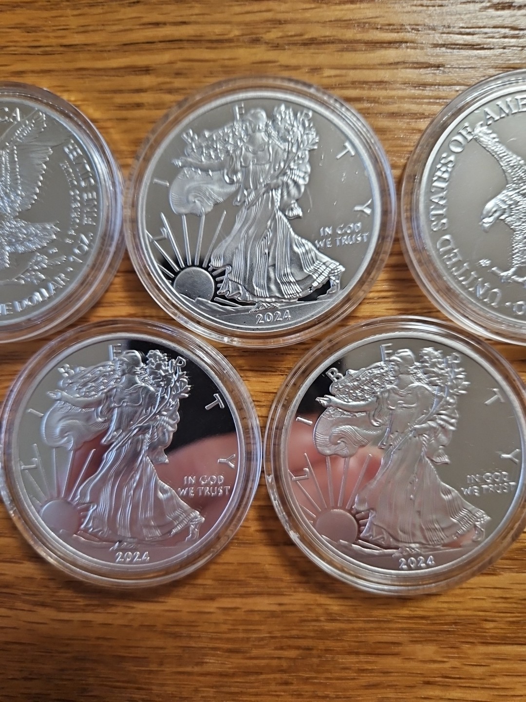 (5) Beautiful 2024 SILV*ER AMERICAN EAGLES 1 OZ BULLION COIN