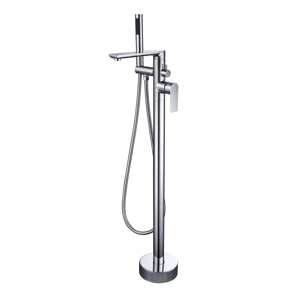 Floor Mount Bathtub Faucet 2 Function Solid Brass Chrome Finish Stable Base