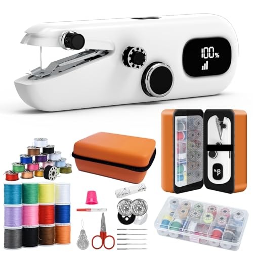 Handheld Sewing Machine, Portable Mini Sewing Machine for Beginners & WHITE
