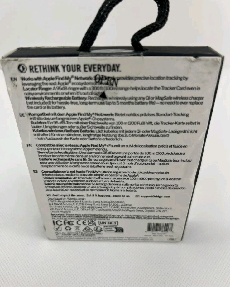 RIDGE WALLET TRACKER CARD NEW IN BOX BLACK