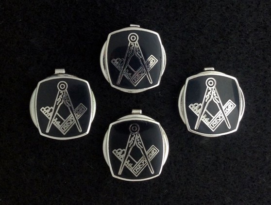 Masonic Cloisonne Button Cover Set (4MBC-BKN)