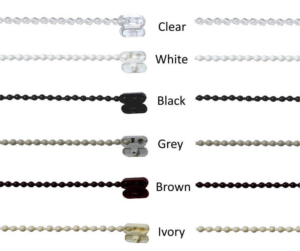 10-30ft Blind Plastic #10 Beaded Pull Control Ball Chain w/Connectors