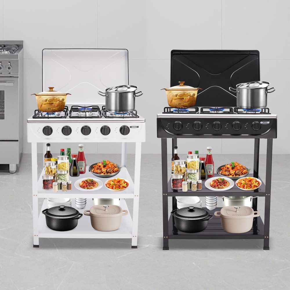 Propane Gas Stove with 5 High-Efficiency Burners, Independent Control Knobs,