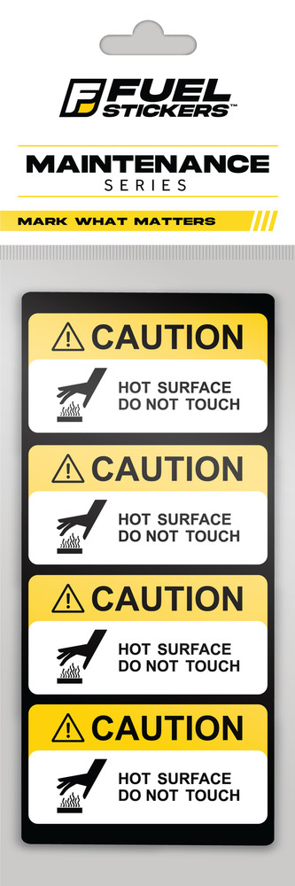 Caution Hot Surface Signs | 2x1 Stickers | 4 Pack