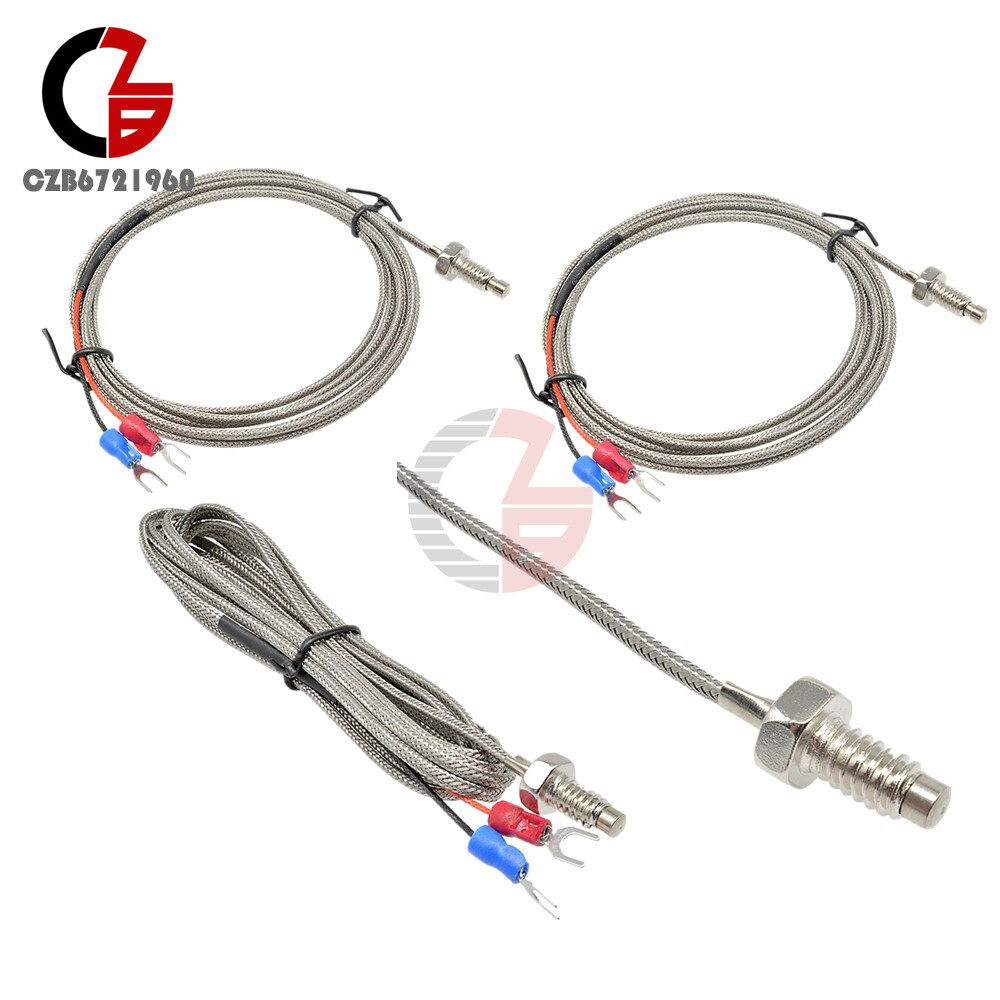3.3ft/6.6ft 1M/2M K-Type Thermocouple Thread Temperature Controller Sensor Probe