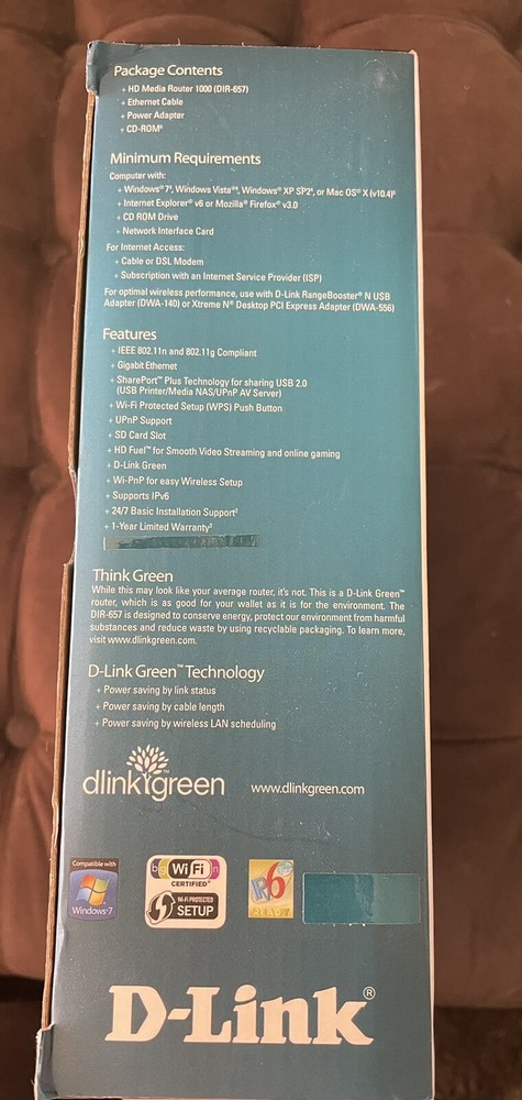 D-Link 1000 DIR-657 Wireless HD Media Router 1000
