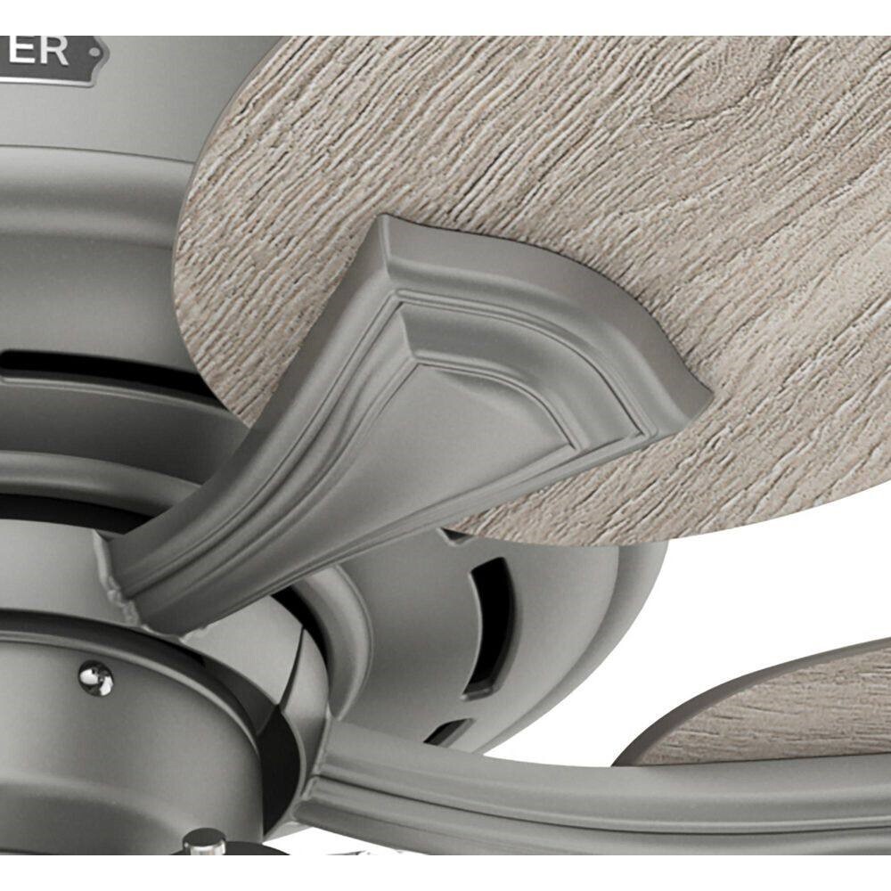 Hunter Fan 52 in Traditional Matte Silver Ceiling Fan with Light and Pull Chain