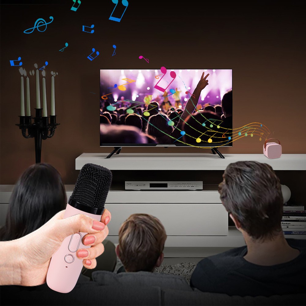 Mini Karaoke Machine W/ Wireless Handheld Microphone Bluetooth Speaker for Kids