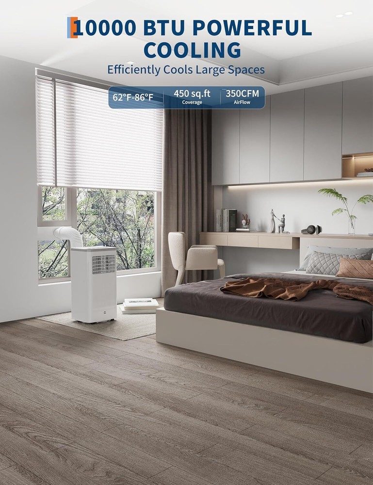 10,000 Btu Portable AC Unit with Heater Air Conditioner With Fan & Dehumidifier