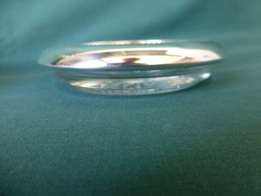 Six Leonard Silver Plate and Glass Coasters