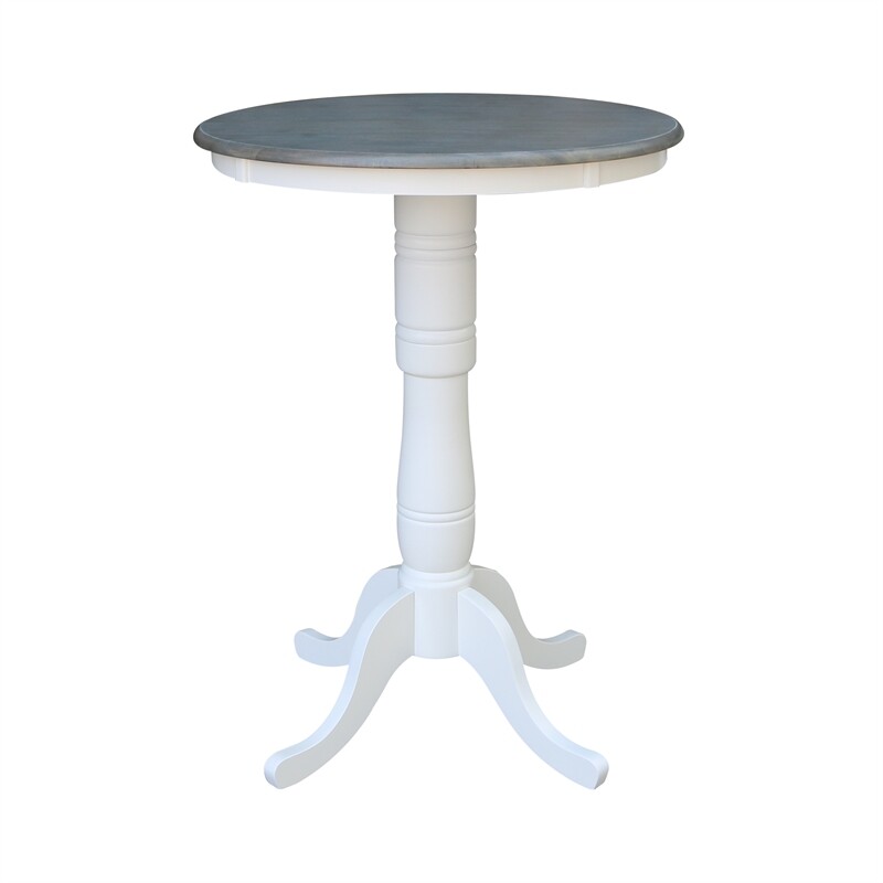 30" Round Solid Wood Gray Table-Bar Height