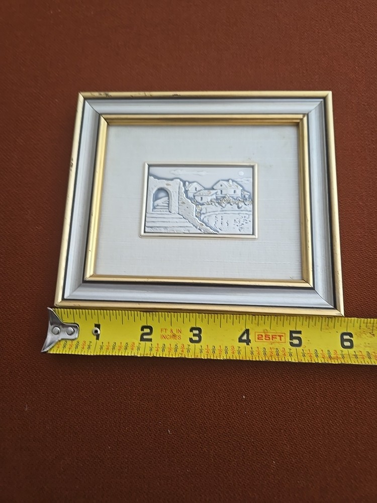 Vintage Sterling Silver Repousse Landscape Framed