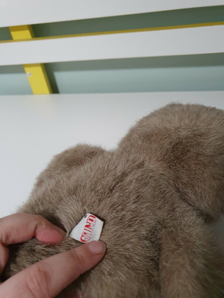GUND TEDDY BEAR 1986 BROWN PINK STRING NOSE 30CM