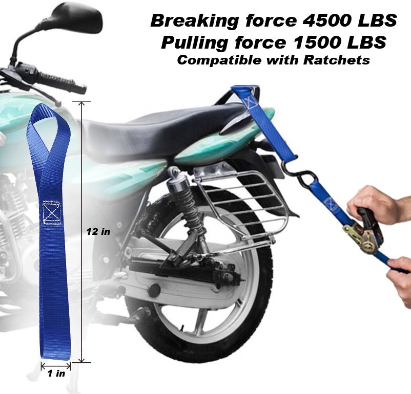 6 Pack Heavy Duty Soft Loop Tie Down Straps Lashing Motorcycle Handlebar 4500LBS