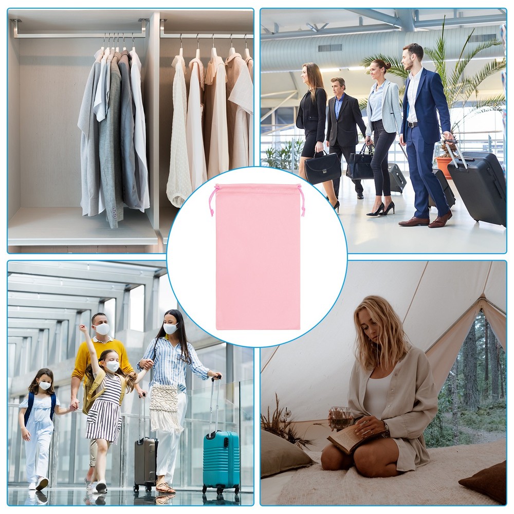 Ski Goggle Bag, 5 Pcs Soft Microfiber Drawstring Pouch, 15cmx25cm, Pink