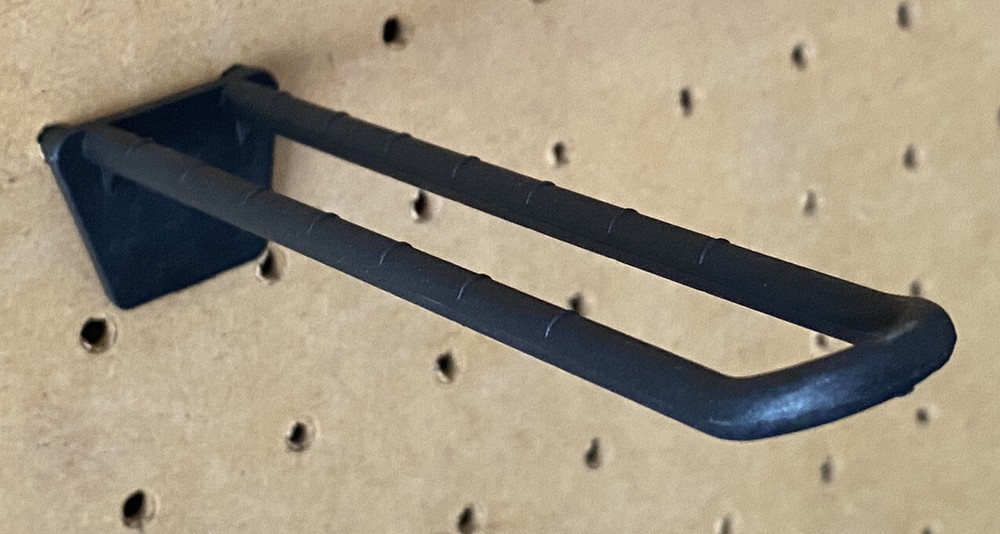 (6 PACK) 4.5 Inch Black Plastic Peg Loop Hooks for Pegboard & Slatwall