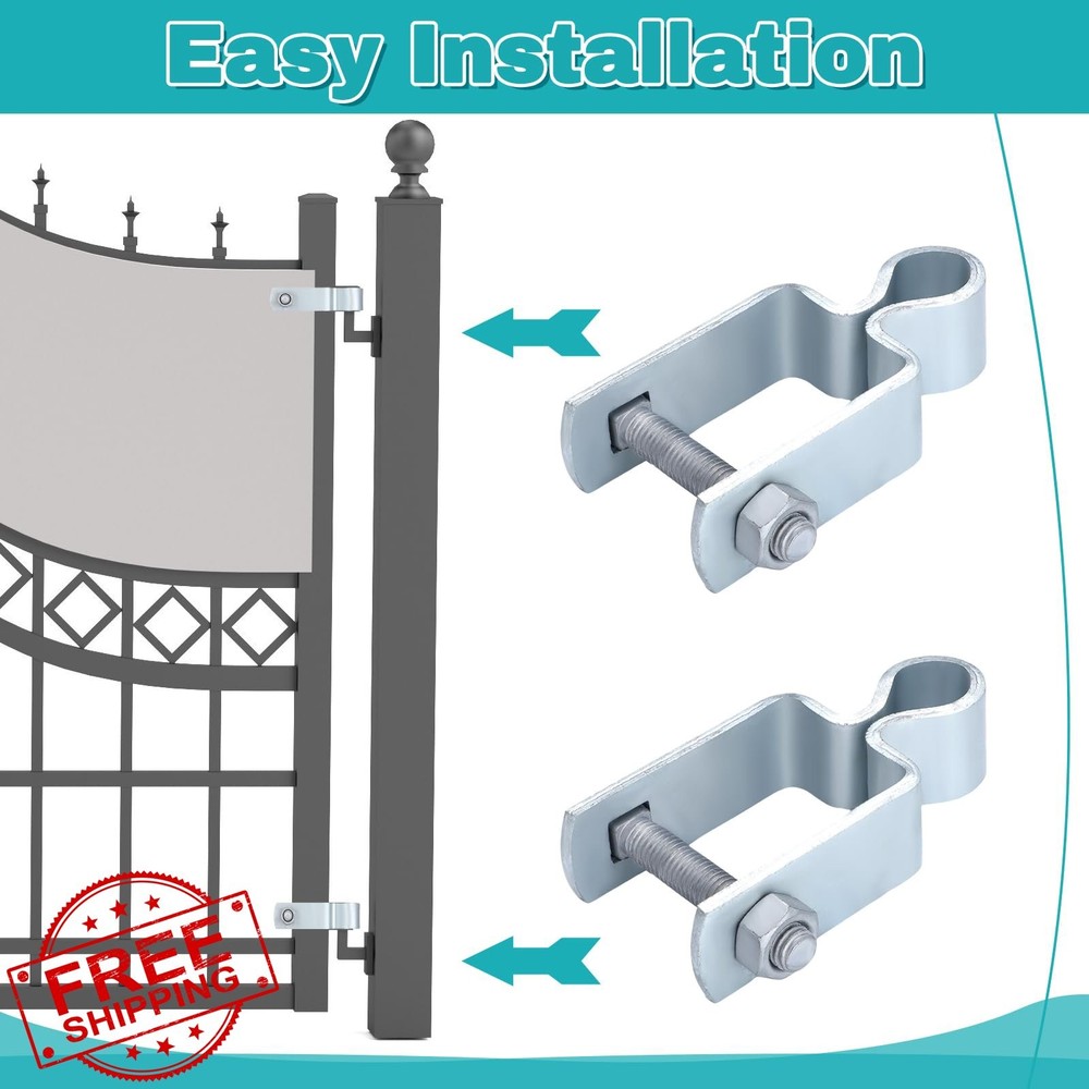 2 Pcs 1.5" Square Post Hinges, Galvanized Chain Link Fence Gate