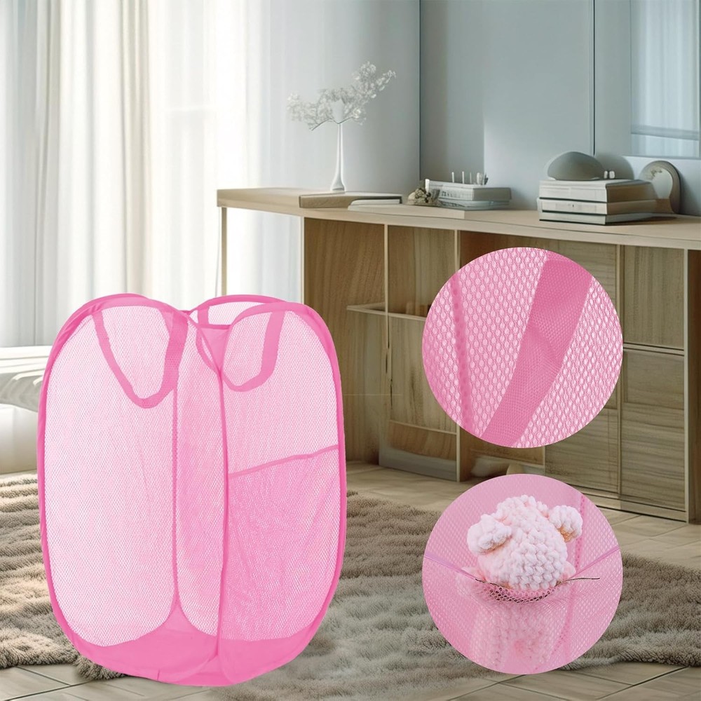 Pop Up Laundry Hamper, Mesh Laundry Basket Collapsible, Foldable Hamper for Trav