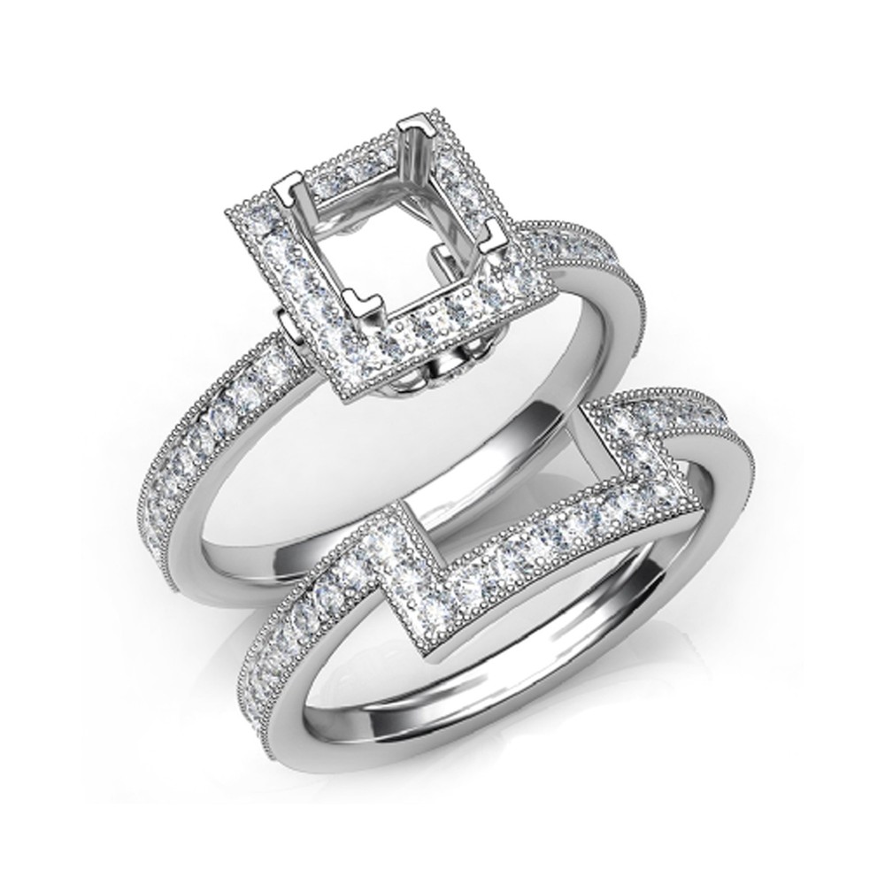 Semi Mount Ring Setting Square 6mm 925 Sterling Silver with Natural Zircon
