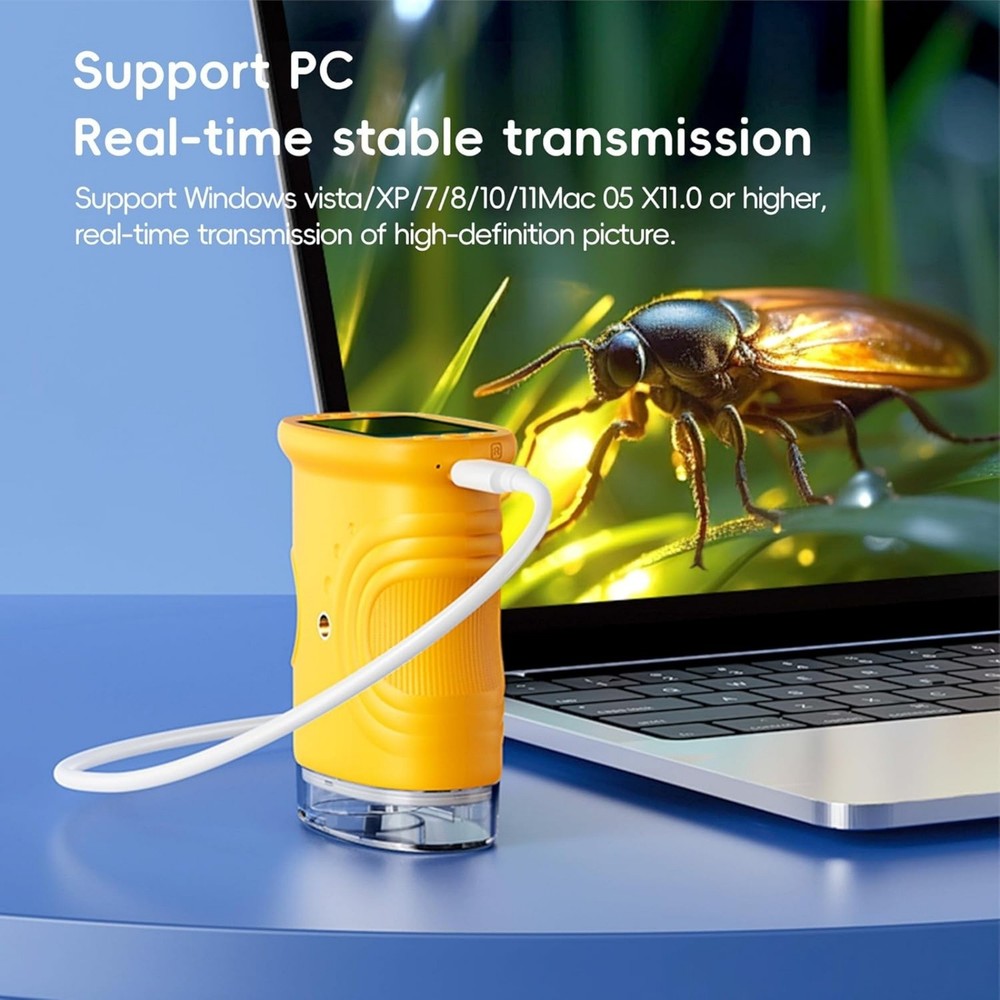 Kids Digital Microscope 1000x Magnification Handheld USB for PC Windows Mac OS