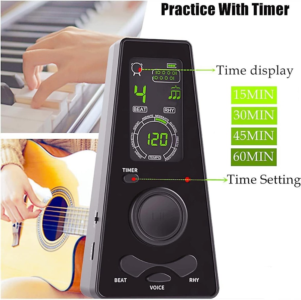 Digital Metronome Electronic Metronome, Small Size, Colour LED digital black