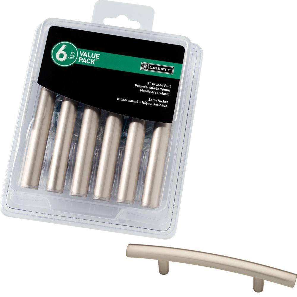 Liberty 3 in. (76mm) Satin Nickel Arched Cabinet Pull (6-Pack)
