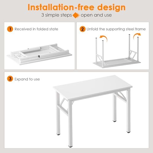 Folding Computer Desk - 31.5 Inch Foldable Office Writing 31.5 inches White