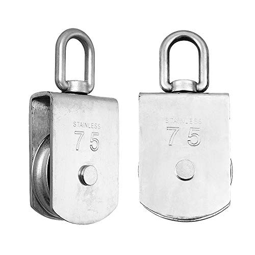 2 Pack M75 Lifting Single Pulley Roller Loading 1700Ibs, 304 M75- 2Pcs