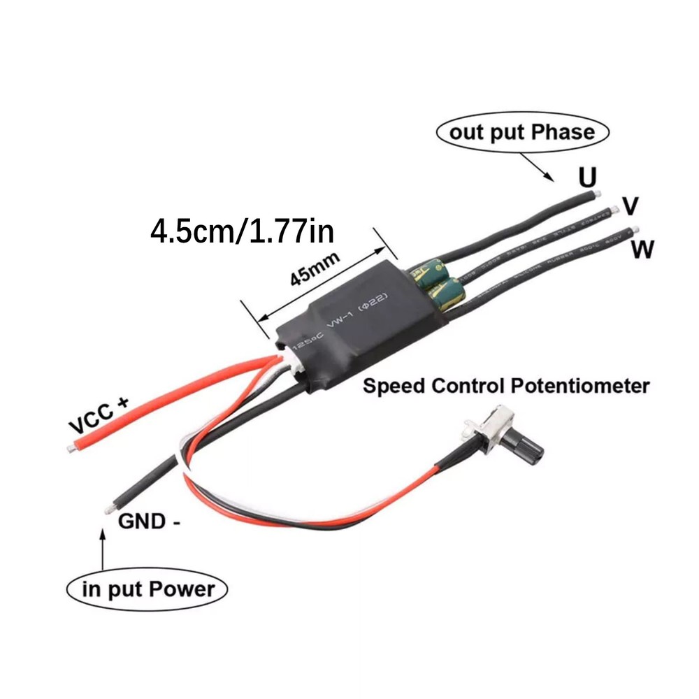 2pcs 3-phase Brushless Motor Driver BLDC ESC Speed Controller 7-24V 200W