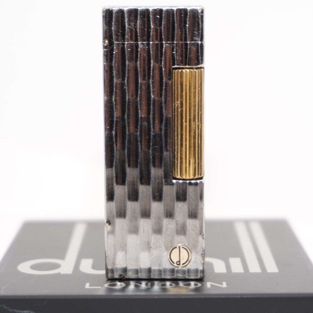 Dunhill Lighter oxidized silver Bambo Pattern-Ultrasonically Cleaned_Working