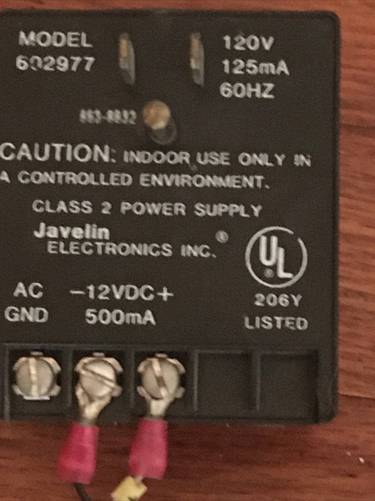 Javelin MOS Solid State Chromachip Camera JE3362 12V Power Supply