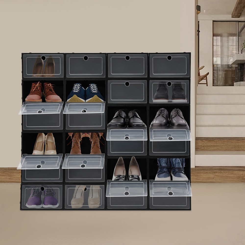 24 Pack Shoe Storage Boxes, Stackable Shoe Boxes, Shoe Storage Organizer NEW