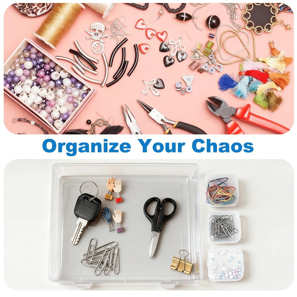 Bead Organizer Box, 60 Pcs Small Clear Plastic Storage Containers with Hinged...