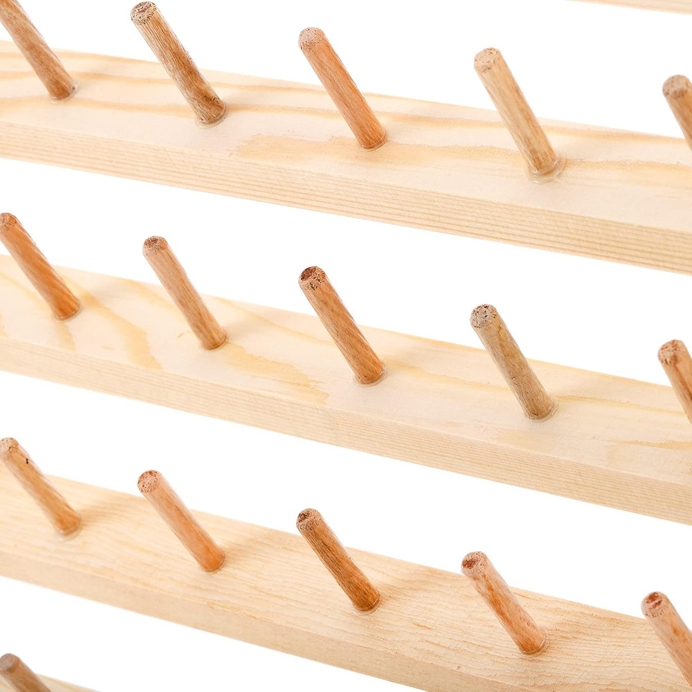 2 Pack 54 Spools Wooden Thread Holder, Large Racks, Wall Mount Storage Organizer